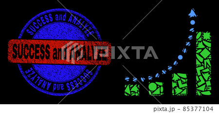 Bicolor Scratched Success and Analyze Badge And Geometric Mosaic Growing Chart Trend Icon Bicolor Scratched Success and Analyze Badge And Geometric Mosaic Growing Chart Trend Icon 85377104