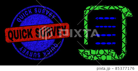 Bicolor Distress Quick Survey Badge and Geometric Mosaic Scroll List Icon Bicolor Distress Quick Survey Badge and Geometric Mosaic Scroll List Icon 85377176