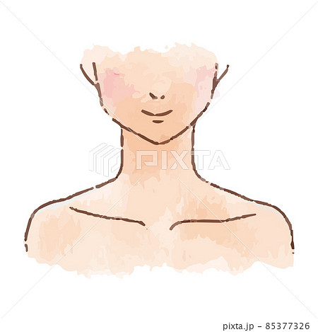 水彩風の身体パーツ 鼻から下・首・鎖骨 水彩風の身体パーツ 鼻から下・首・鎖骨 85377326