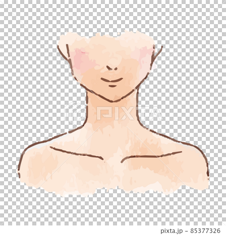 水彩風の身体パーツ 鼻から下・首・鎖骨 水彩風の身体パーツ 鼻から下・首・鎖骨 85377326