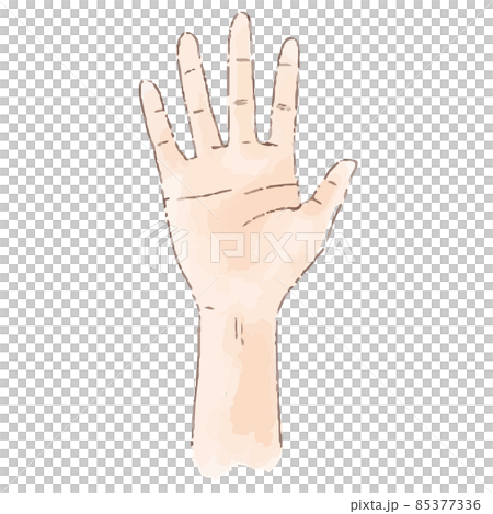水彩風の身体パーツ 開いた手のひら 85377336