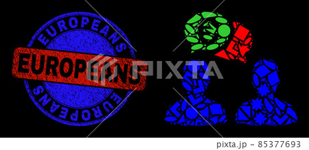 Bicolor Distress Europeans Seal And Geometric Mosaic Euro People Chat Icon 85377693