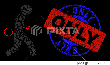 Bicolor Grunge Only Stamp Seal and Geometric Mosaic Key Robber Icon Bicolor Grunge Only Stamp Seal and Geometric Mosaic Key Robber Icon 85377838