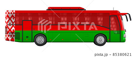 Bus travel in Belarus, Belarusian bus tours, concept. 3D rendering 85380621