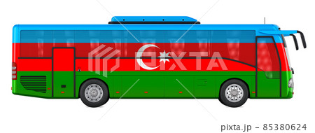 Bus travel in Azerbaijan, Azerbaijani bus tours, concept. 3D rendering Bus travel in Azerbaijan, Azerbaijani bus tours, concept. 3D rendering 85380624