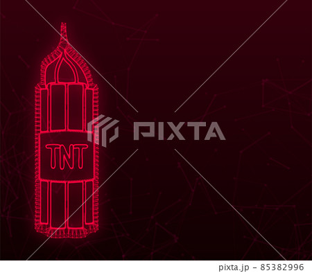 Red dynamite pack with electric time bomb, TNT. Vector illustration 85382996