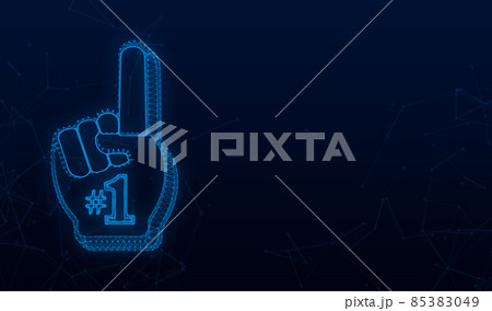 Fan logo hand with finger up. Hand up with number 1. Vector stock illustration 85383049