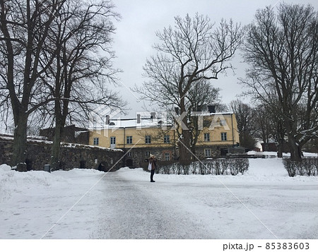 北欧の建物と雪景色 85383603