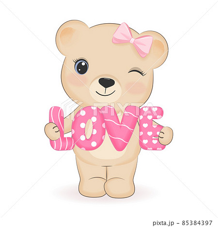 Cute Little Bear with love alphabet,のイラスト素材 [85384397