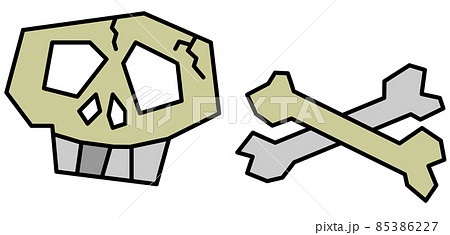 人が死亡して骨と頭蓋骨になったイラスト 人が死亡して骨と頭蓋骨になったイラスト 85386227