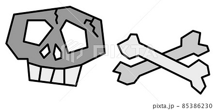 人が死亡して骨と頭蓋骨になったイラスト 人が死亡して骨と頭蓋骨になったイラスト 85386230