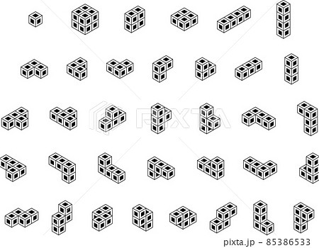 Set black outline tetris blocks isolated on white Set black outline tetris blocks isolated on white 85386533