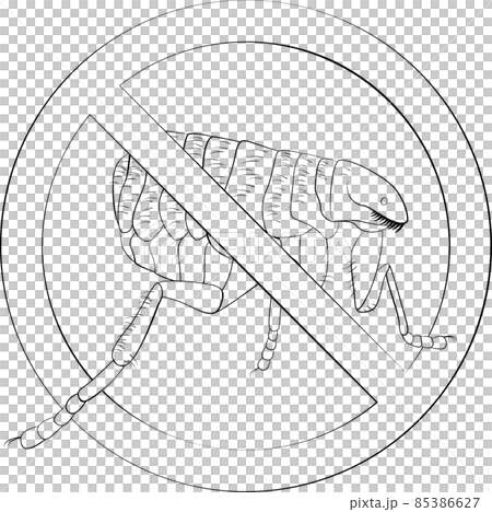 Stop fleas bugs sign black line vector symbol 85386627