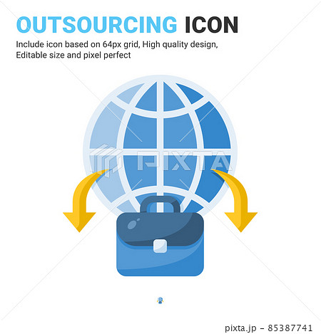 Outsourcing icon vector with flat color style isolated on white background. Vector illustration outsource sign symbol icon concept for business, finance, industry, company, apps, web and project 85387741