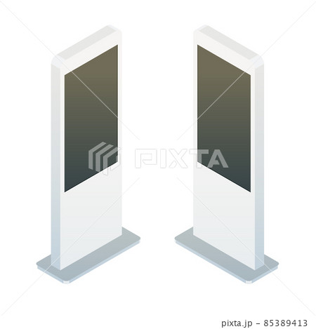 Freestanding information kiosk, terminal, stand. Isometric 85389413