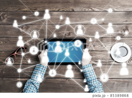 Concept of social communication and networking with social connection lines 85389868