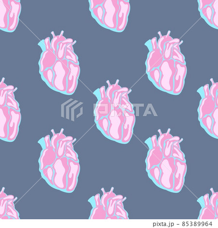 Valentines Day romantic background. Love pattern in Style of 90's with Human Hearts. 85389964