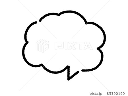 手書きの雲のようなかたちの吹きだし - 白い背景の線画素材 - Speech bubble 85390190