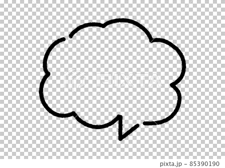 手書きの雲のようなかたちの吹きだし - 白い背景の線画素材 - Speech bubble 85390190