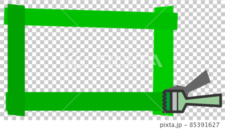 ペンキを刷毛で塗ってフレームを書くイラストのイラスト素材