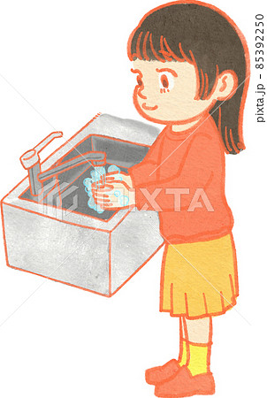 手を洗う子供のイラスト 85392250