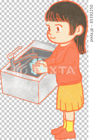 手を洗う子供のイラスト 85392250