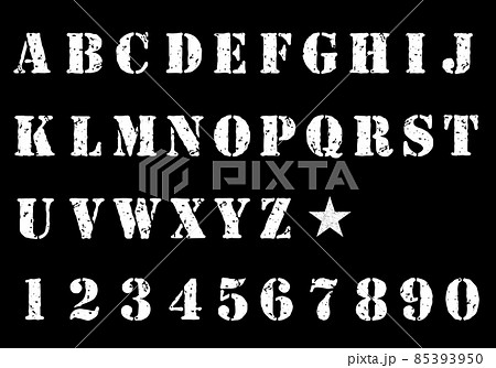 ステンシル文字セット（英語）フォントのイラスト素材 [85393950] - PIXTA