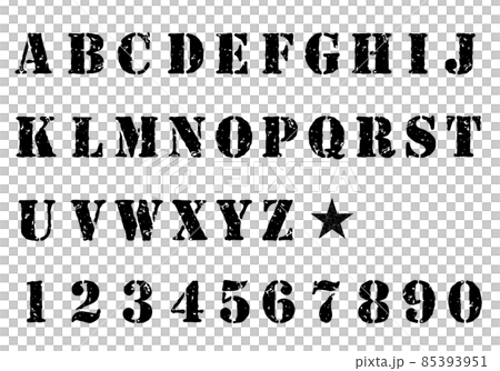 ステンシル文字セット（英語）フォントのイラスト素材 [85393951] - PIXTA