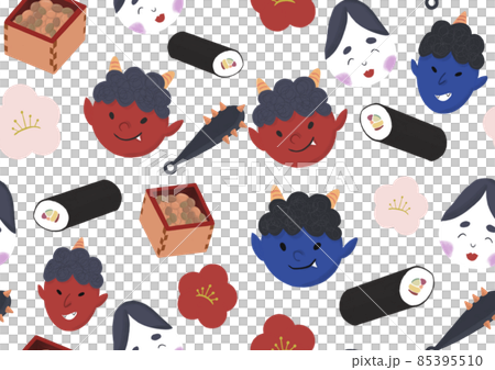 Setsubun motif_background_pattern (transparent background) Setsubun motif_background_pattern (transparent background) 85395510