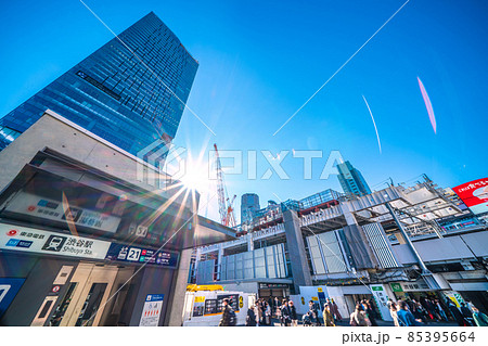 日本の東京都市景観 渋谷スクランブルスクエアや渋谷駅などを望む＝12月30日 85395664