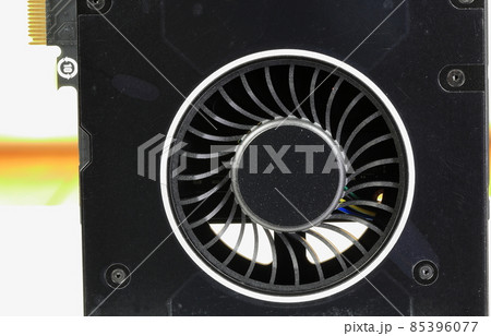 Close up of high performance VGA card cooling fan. Close up of high performance VGA card cooling fan. 85396077