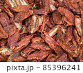 Organic sun dried red tomatoes displayed for sale in  a country fair 85396241
