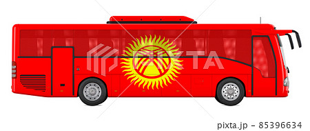 Bus travel in Kyrgyzstan, Kyrgyz bus tours, concept. 3D rendering 85396634