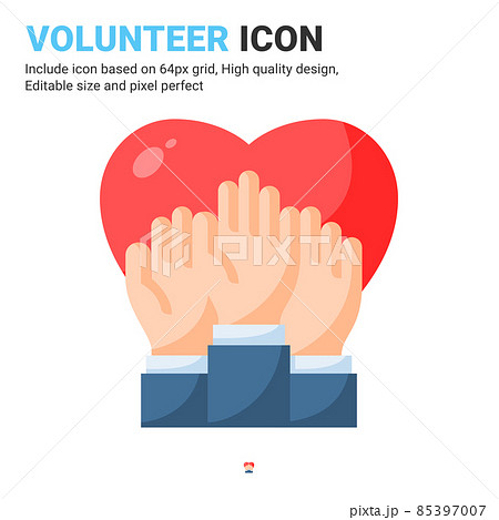 Volunteer icon vector with flat color style isolated on white background. Vector illustration voluntary sign symbol icon concept for business, finance, industry, company, apps, web and project Volunteer icon vector with flat color style isolated on white background. Vector illustration voluntary sign symbol icon concept for business, finance, industry, company, apps, web and project 85397007
