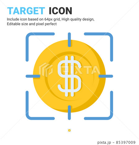 Target icon vector with flat color style isolated on white background. Vector illustration mission, goals sign symbol icon concept for business, finance, industry, company, apps, web and project Target icon vector with flat color style isolated on white background. Vector illustration mission, goals sign symbol icon concept for business, finance, industry, company, apps, web and project 85397009