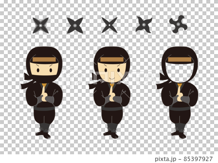 忍者と手裏剣のイラストセット 85397927