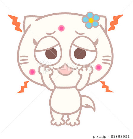 ニキビトラブルにショックなねこ　肌荒れ 85398931