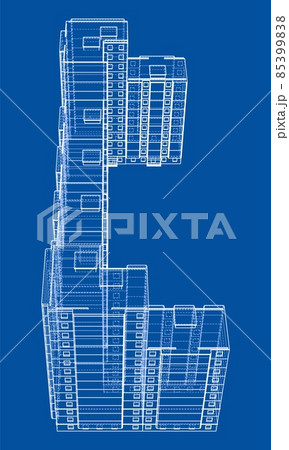 Wire-frame model of a multi-storey building 85399838