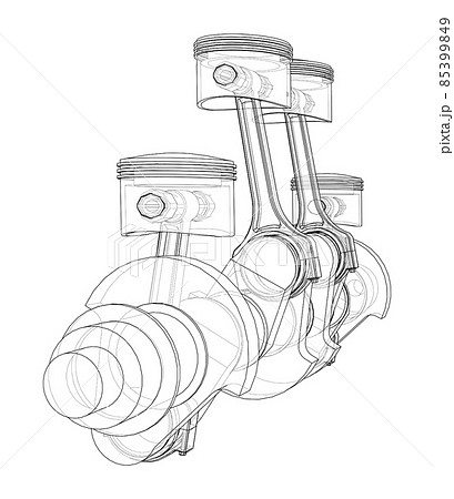 Engine crankshaft with pistons outline Engine crankshaft with pistons outline 85399849