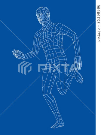 Wireframe running man. 3d illustration Wireframe running man. 3d illustration 85399996