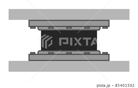 耐震構造の免震ゴムで建物を地震災害から守る構造イラスト 85401502