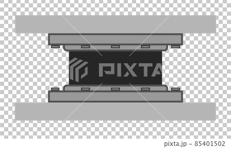 耐震構造の免震ゴムで建物を地震災害から守る構造イラスト 85401502