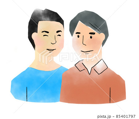男性同士カップル　上半身イメージイラスト素材 85401797