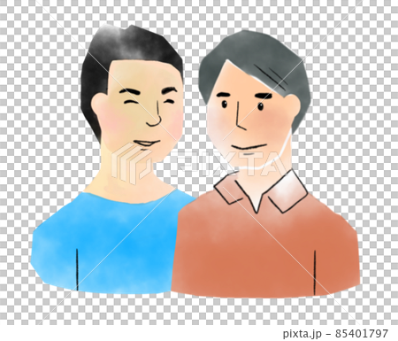 男性同士カップル　上半身イメージイラスト素材 85401797