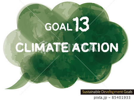 SDGs目標13CMYK水彩吹き出しアイコン(英語) 85401933