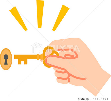 鍵を持った手と鍵穴のイラスト素材