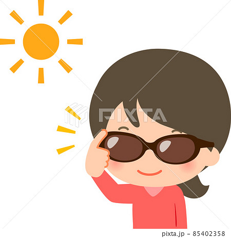 Woman wearing sunglasses and the sun - Stock Illustration [85402358] - PIXTA