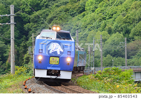 釧路からの団体臨時列車に備えるため石勝線を東へ向かう初期塗色の「旭山動物園号」 85403543