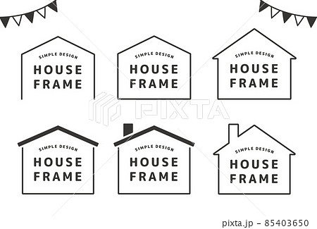 シンプルな家のフレームイラストセット。テンプレート、バナー背景