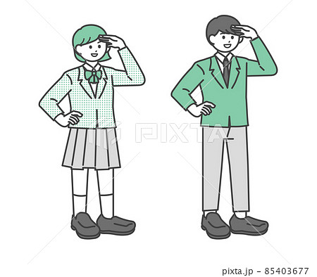手をかざして探す男子学生と女子学生のイラスト素材 85403677